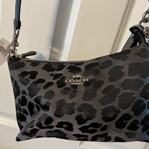 NWT Coach purse handbag black animal print leopard